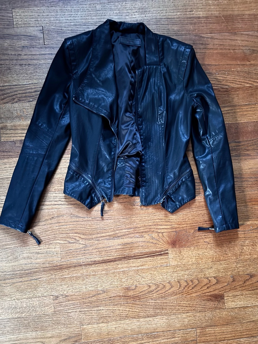 ASOS Black Faux Leather Asymmetrical Moto Jacket